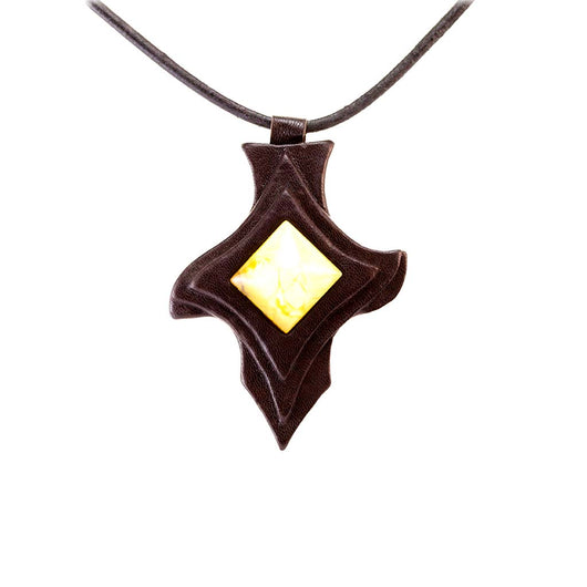 Spectacular Leather Pendant with Baltic Amber P01SA0005a