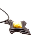 Spectacular Leather Pendant with Baltic Amber P01SA0005b